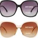 JM 2 Pack Bifocal Reading Sunglasses for Women, Fashion Oversized Sun Readers UV400 Protection Spring Hinges +3.50(Black&Brown)