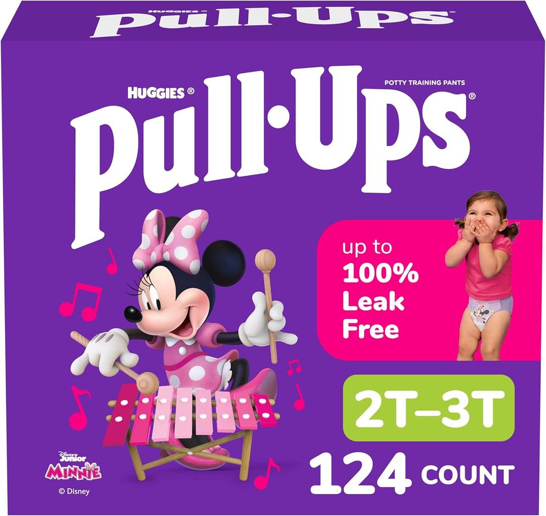 Pull-Ups Girls' Potty Training Pants, Size 2T-3T Training Underwear (16-34 lbs), 124 Count (4 packs of 31)