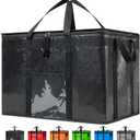 Durable 3XL PRO Insulated Cooler Bag and Food Warmer for Delivery & Grocery Shopping with Zippered Top, Black Commercial Grade (1 Pack)