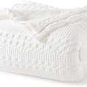 PHF 100% Cotton Waffle Weave Blanket Queen Size, Soft Lightweight Breathable Cozy Summer Blankets for Bed, Luxury Aesthetic Woven Bedding for Home Decor, 90"x90", White