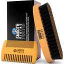 Beard Comb - Natural Boar Bristle Beard Brush & Beard Comb for Men - Facial Hair Care Gift Set for Men - Mustache Styling, Grooming & Shaping Tools