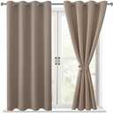 Hiasan Blackout Curtains for Bedroom - Thermal Insulated & Light Blocking Window Curtains for Living Room/Kids Room, 2 Drape Panels Sewn with Tiebacks, Camel, 52 x 45 Inch