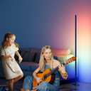 YIKBIK 2PCS RGB+W Corner Floor Lamp, 65" Color Changing 24V LED Floor Lamp with Cool White Bluetooth APP Remote Control Music Sync Atmospheres Lamp 16 Million DIY Colors for Living Room Bedroom