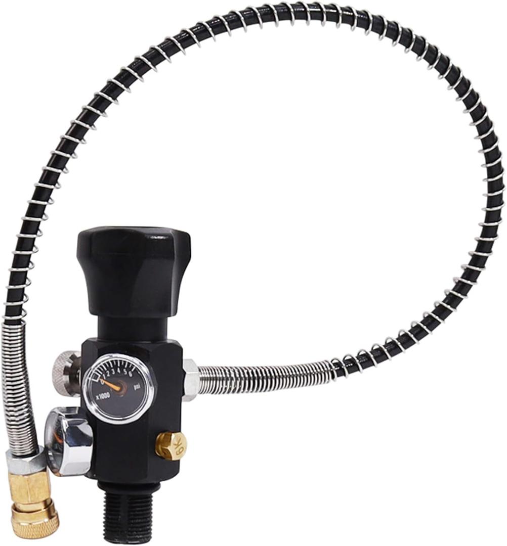 TUXING 4500PSI HPA Regulator Paintball Filling Station Pcp Air Gun Charging Valve Dual Gauge Up to 4500psi with 24" Inch High Pressure Hose