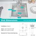 15 x 17 Inch Drop in Kitchen Sink with 1 Faucet Hole, Stainless Steel Topmount Bar Sink Single Bowl Handmade Kitchen Sink, Brushed