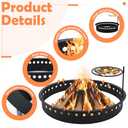 60 Inch Smokeless Fire Pit Ring with Grill Fire Ring for Outside Heavy Duty Metal Firepit Insert Round Steel Large Above/In-Ground Camping Firepit for Outdoor Camping Patio Picnic BBQ Garden