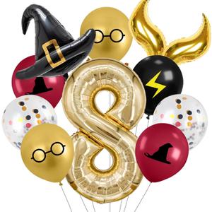 40-inch Number Magic Wizard School Balloons, Magic Wizard Themed Party Decorations, Snitch Balloons Suitable for Magic Themed Birthdays Baby Shower Party Supplies (Number 8)