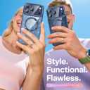 Meifigno Designed for iPhone 17 Pro Max Case 6.9", [Glitter Card & Wrist Strap] [Compatible with MagSafe] [2X HD Screen Protectors] Surround Raised Lens Protection for 17 ProMax Phone Case, Deep Blue