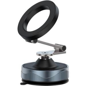 Magnetic Phone Holder for Car - 360 Rotating & Adjustable Car Phone Mount with Super Strong Suction - Compatible with iPhone 16/15/14/13/12 - Foldable Design for Windshield/Dashboard/Mirror