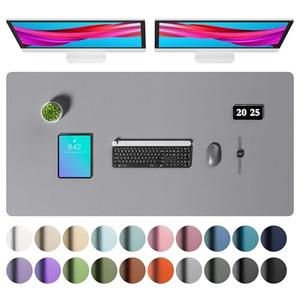 Aothia Faux Leather Desk Mat – Large Mouse Pad, Non-Slip PU Leather Blotter, Waterproof Writing Surface for Office and Home (Light Grey, 47.2" x 23.6")