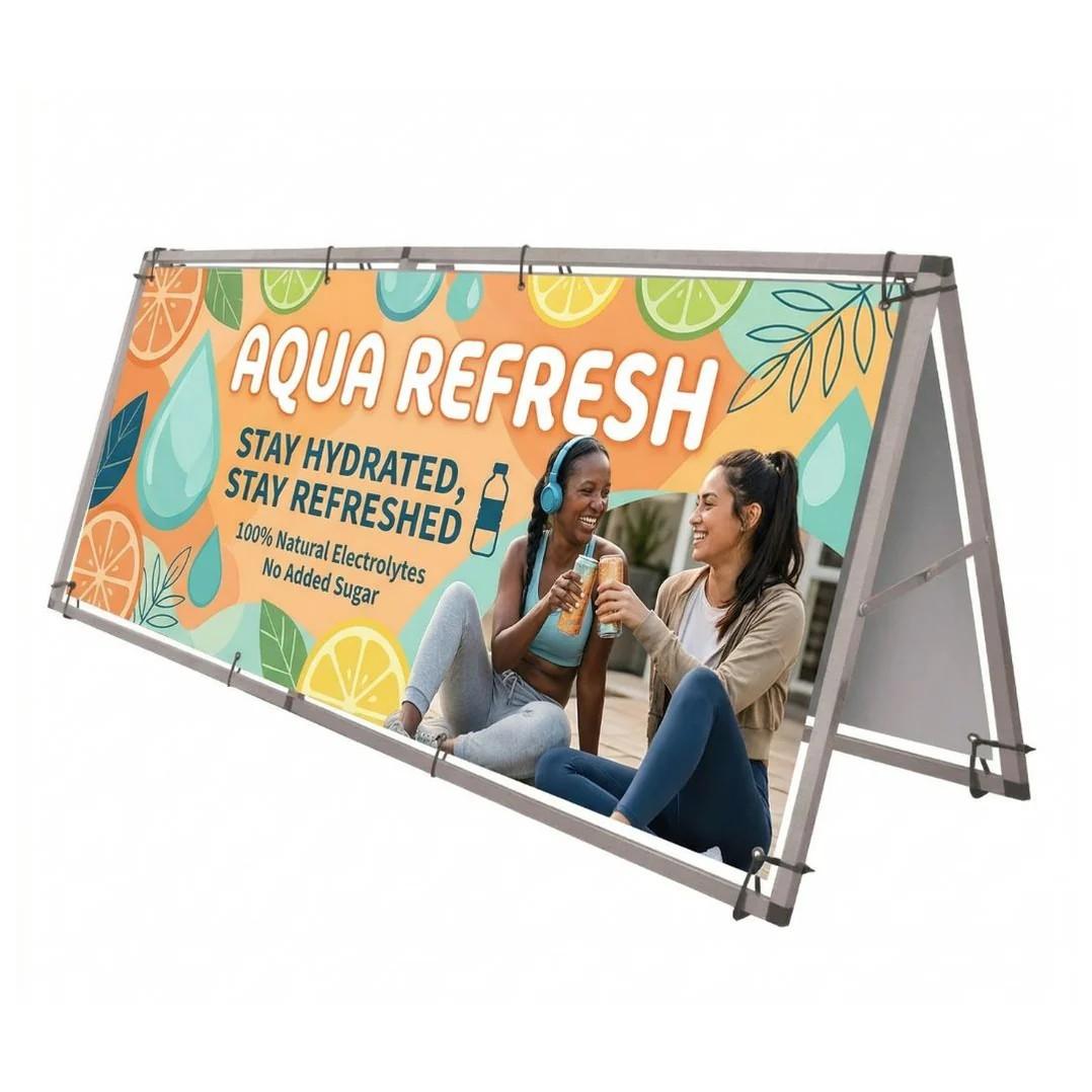 Monsoon Outdoor A-Frame Banner Stand, Set With 2 Frames 2500 x 1000 mm Double Sided Printing + 3000 x 1250 mm Double Sided Printing