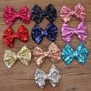 CLLOT Party Festival Baby Girls Sparkling Bows Clips 15PCS Glitter Sequins 4" Hair Bows Alligator Hair Clips for Girls Baby Children Toddlers