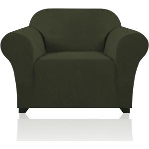 PrinceDeco Stretch Armchair Covers for Chairs Slipcovers for Living Room Couch Covers for Chair Protectors Cover for Dogs/Pets/Kids, Feature Checks Pattern Jacquard Bouncy, Thick and Soft, Olive
