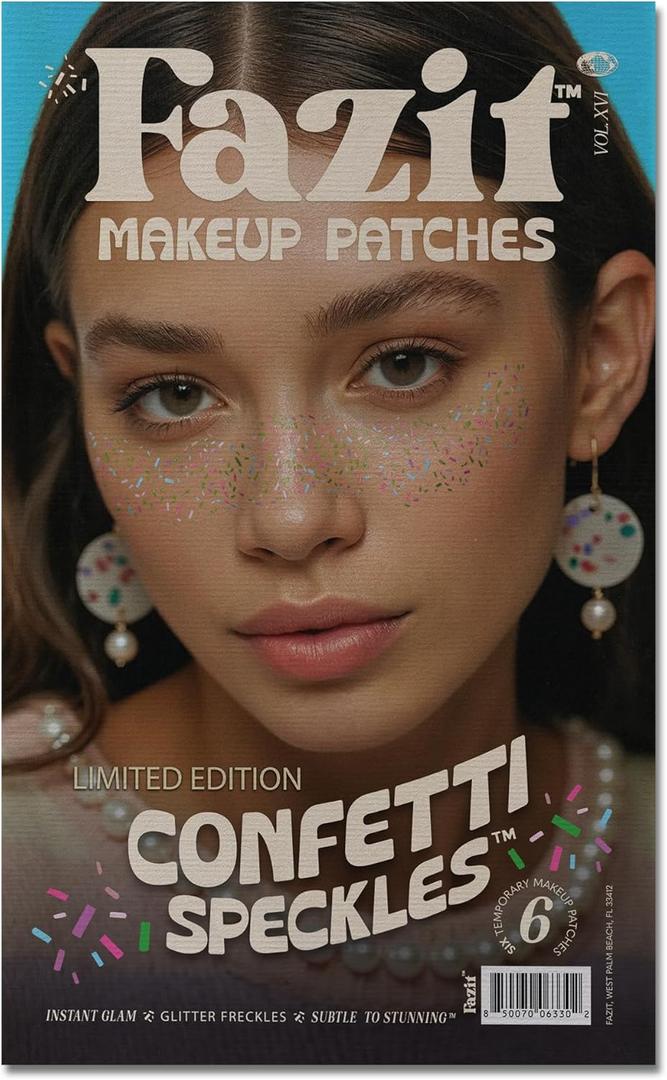 Fazit Makeup Patches - Confetti Speckles - Glow Up Make-Up Patches - Cute Glitter Makeup Accessories for Women - Cosmetic Glitter for Face