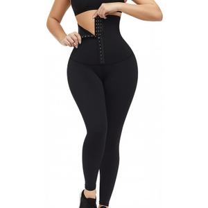 QFE High Waist Tummy Control Yoga Pants Compression Leggings for Women Black Workout Butt Lifting Gym Scrunch Waist Trainer (Black, XL)