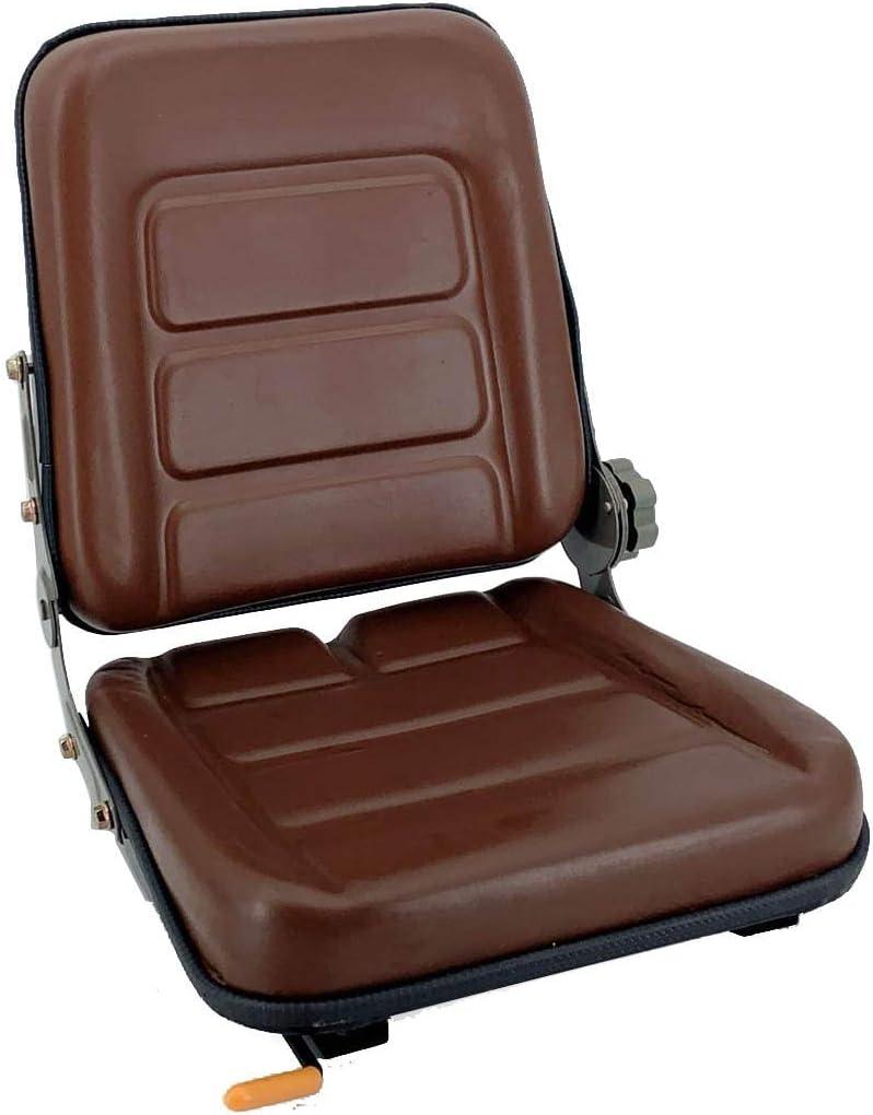 PVC Forklift Seat Suspension Tractor Seat with 140 Adjustable Back | Brown | Fits Excavator Forklift, Tractor, Skid Loader, Backhoe Dozer Telehandler, Heavy Mechanical Seat