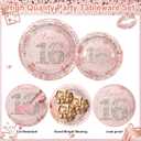 Avezano 96 Pcs Rose Gold Sweet 16 Birthday Party Paper Plates and Napkins Girls Sweet 16 Decorations Sweet Sixteen Birthday Party Disposable Paper Tableware Serve 24