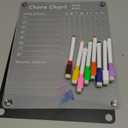 Acrylic Magnetic Chore Chart for Kids, Chore Board, Dry Erase Chore Chart, 12"x9.5" Transparent Erasable Reward Chart for Teens and Adults Chore Checklist with 6 Markers and Towel