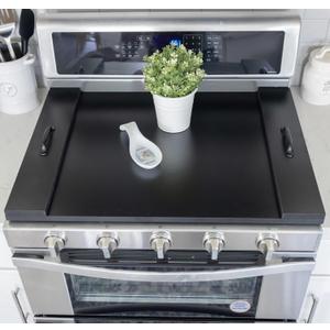 Noodle Board Stove Covers with Handles, Durable Extra Thick Laminate Wood Handmade Cookware, Counter Space Top Covers for Electric Stoves & Sink Farmhouse Rustic Decorative Tray for Kitchen (Ebony Black)
