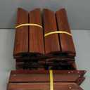 PrimeZone 16 PCS Solid Acacia Wood Border Trim for Interlocking Deck Tiles - 12" L Waterproof Side Pin End of Outdoor Flooring, Loop End Piece for Decking Floor, Brown