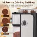 Ollygrin Burr Coffee Grinder Electric, Adjustable Flat Burr Coffee Grinder, Coffee Beans Grinder for Home Use, Compact with 14 Grind Sizes for Home & Office