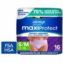 Always Discreet MaxiProtect Adult Diapers for Women, Incontinence Underwear, Scented, Postpartum Essentials, Bladder Leak Protection, Disposable Briefs, Maximum Plus Absorbency, Size S/M, 16 Count