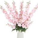 6 Pcs Pink Delphinium Artificial Flowers 37.4 Faux Silk Larkspur Flowers Long Stem Flowers for Floor Vase Table Centerpiece Home Wedding Party Garden Decoration(Pink)