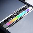 USB Hub for Tesla Model Y Juniper 2025 2026 Model 3 Highland 2024 2025 with Sliding Cover, Dual Type-C RGB Ambient Light Docking Station Multi Ports Retractable Cable fit Center Console