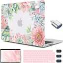 CISSOOK Compatible with MacBook Air 13.6 Inch Case 2022 2024 2025 2026 Release M2 M3 M4 M5, Hard Shell Case with Keyboard Cover for MacBook Air 13.6 inch A2681 A3113 A3240 A3449 - Succulents