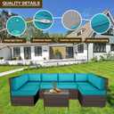 14 Piece Outdoor Patio Cushion Cover Replacement, Waterproof Patio Cushion Covers, Outdoor Furniture Cushion Covers Set for 6 Seat Wicker Rattan Sofa (Blue)
