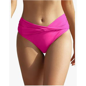 SHEKINI Women's Bikini Bottom Twist Front Cheeky Swimsuit Ruched Bathing Suit Bottoms, M