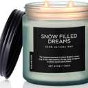 M&SENSE Snow Filled Dreams Winter Scented Candle, 11.6oz Natural Soy Wax 70 Hours Long Lasting 2 Cotton Wick Aromatherapy Gifts for Home Decor,Clean Candle for Men and Women