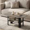 Furinno Simple Design 2-Tier Coffee Table, Grey Oak, 2-Tier Open Shelf