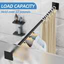 CorkLatta Matte Black Shower Curtain Rod,1 Inch Diameter Stainless Steel Adjustable Spring Tension Rods 32 to 80",with Holders, Anti-Slip, Curtain Rods No Drilling (1 Pack)
