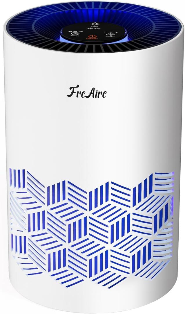 FreAire Air Purifiers for Bedroom, Air Purifiers for Home with Lights, HEPA Air Purifier Removes Dust Smoke Pollen Dander Smell, for Home/Pets/Bedroom, White