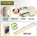 Apremont 100 Piece 6 Inch Large Jumbo Wooden Craft Sticks, Premium Natural Organic Wood for Waxing, Craft Project, Tongue Depressor, Popsicle, Ice Cream Stick,Woodcraft, Paint Stirrer and Art