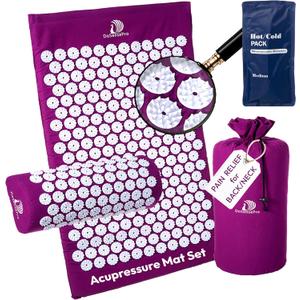 Acupressure Mat & Pillow Set - Acupressure Therapy for Back and Neck Pain Relief, Sciatica, and Pressure Point Aches, Ideal Acupuncture Mat for Sleeping Aid & Recovery (Purple)