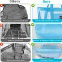 ZUXNZUX Mesh Beach Bag - Large Waterproof Beach Tote Bag with Zipper, Oversized Foldable Lightweight Family Swim Bag Vacation (Blue)