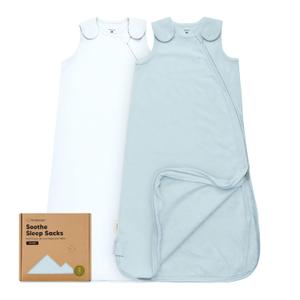 2-Pack Organic Baby Sleep Sacks, 100% Cotton - Soft & Breathable 0.5TOG Baby Wearable Blanket, Toddler Sleeping Sack 6-18 Months, Easy to Wear Transitional Swaddles for Newborns, Infants (Glacier, M)