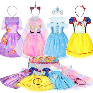Cocojeci Princess Dress Up Clothes for Girls Princess Dress Up Costume with Cape Crown for Little Girls Princess Toys Christmas Birthday Gift