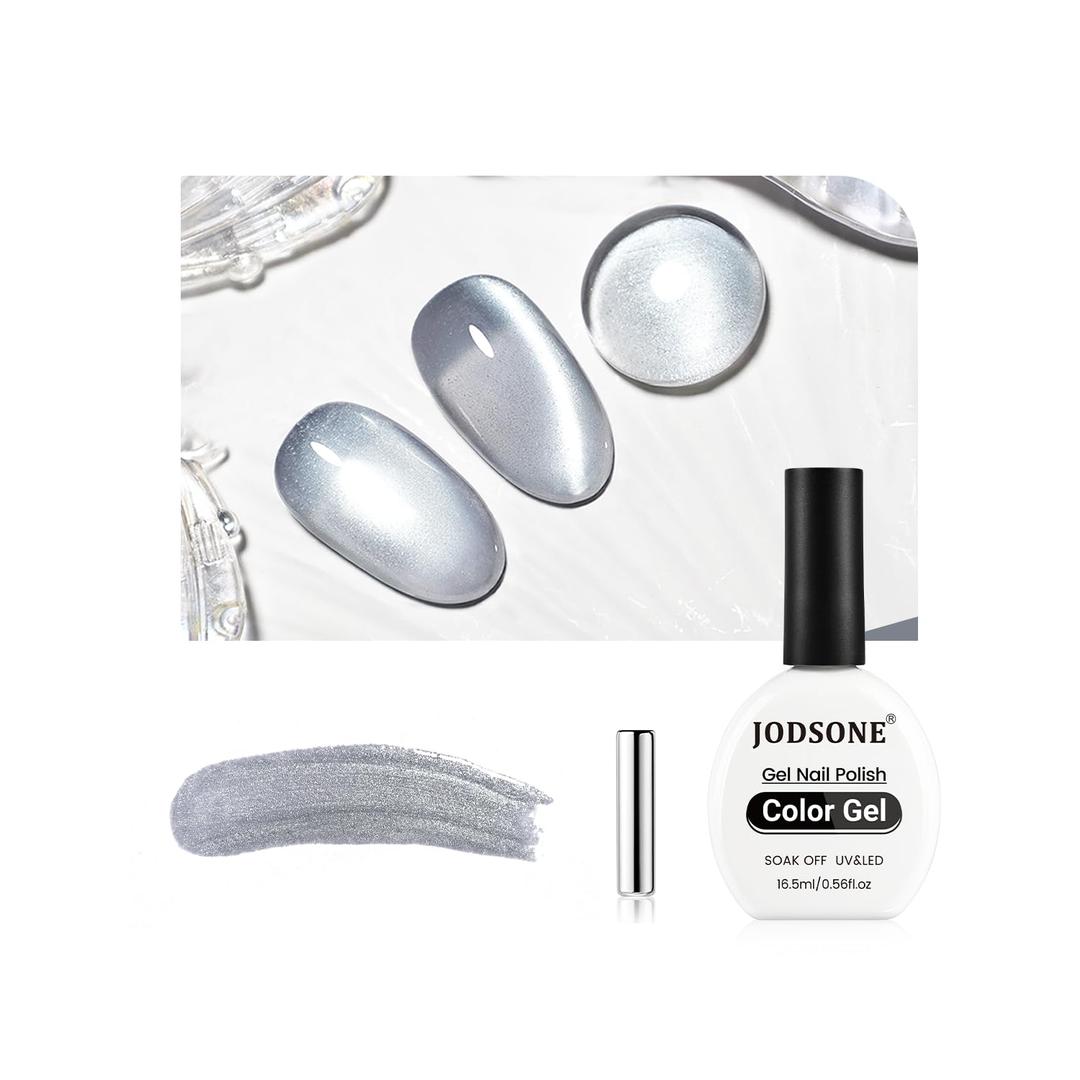 4 x JODSONE 16.5ml Cat Eye Gel Nail Polish Silver Glitter Magnetic Reflective Translucent Need U V Curing