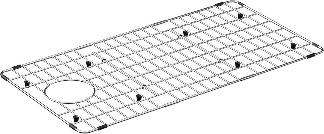 Sink Grid Protector Kitchen Sink Bottom Grid Metal Large Sink Grate with Rear Drain for Single Sink Bowl 28.8"L14.8"W