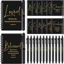 Kosiz 24 Sets Christian Gifts Bulk Inspirational Prayer Journals with Pens Gifts for Mother's Day A6 Spiral Bible Notebook Religious Gift for Women Men Church Members Bible Study Groups (Black)