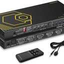 8K@60Hz 4K@120Hz HDMI2.1 Switch 4 in 1 Out with eARC,ARC Audio Extractor,7.1Ch,SPDIF 5.1Ch,48Gbps,HDCP2.3 Bypass,VRR,IR,3D,HDR 10,Dolby Atmos,Compatible with QLED TV,PS5,Xbox,Sonos Soundbar,Apple TV