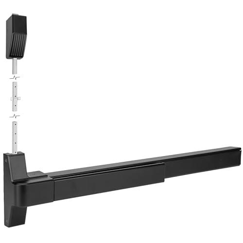 IRONWALLS Surface Vertical Rod Panic Bar, Black 27.5' Commercial Door Push Bar Exit Device with Single Point Top Latching, Steel Emergency Exit Door Lock for 27'-41' Wide Doors