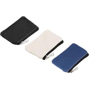 PATIKIL 3" x 5" Coin Purse Pouch, 3 Pack Change Purses Small Organizer Bags with Zipper Canvas for Home, Dark Blue Black White