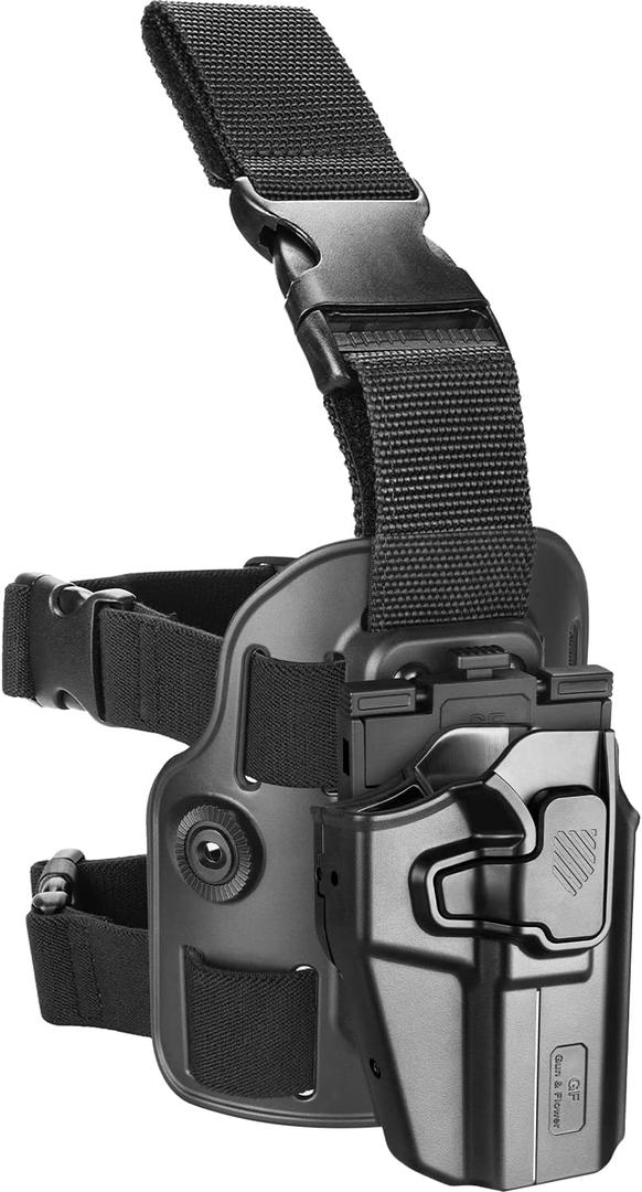 Universal Tactical Drop Leg Holster, Optic Cut-Fit Most Pistol, Thigh Holster for Glock 17 19 19X 43X 26, Beretta 92FS, M&P 9mm/.40, Sig P320, Hellcat Pro, Echelon 4.0C/4.5F, Canik TP9 SFx,1911 & More