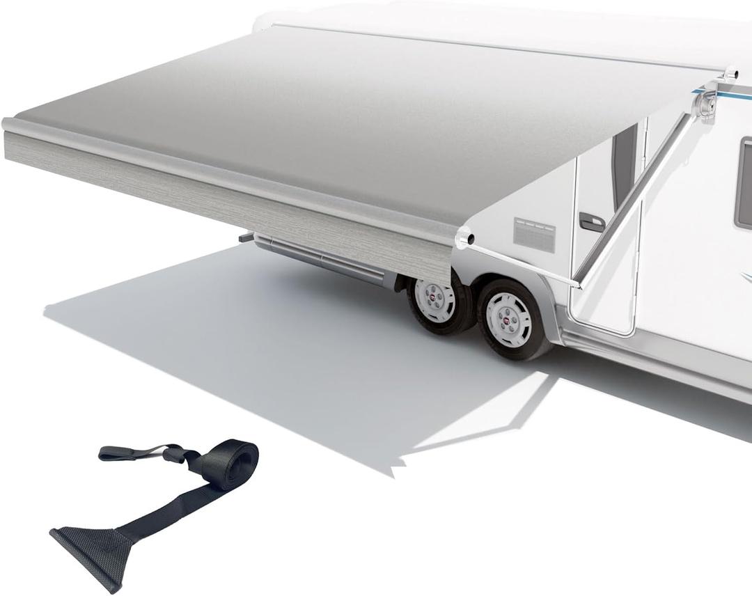 RV Awning Fabric Replacement,Camper Trailer Motorized Awning Replacement for Motorhome,Heavy Duty Weatherproof 18.5oz Outdoor Vinyl RV Canopy 18'(Fabric 17'2") Grey Fade