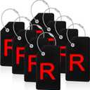 8 Pcs Initial Letter A-Z Luggage Tags Silicone Suitcase Instrument Tag with Name Card and Stainless Steel Loop(Letter R,Red, Black)