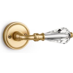 2 Pack Gold Glass Door Lever Passage Crystal Door Levers Satin Brass Door Lever Interior Brushed Gold Door Handle for Hall and Closet,Zinc Alloy